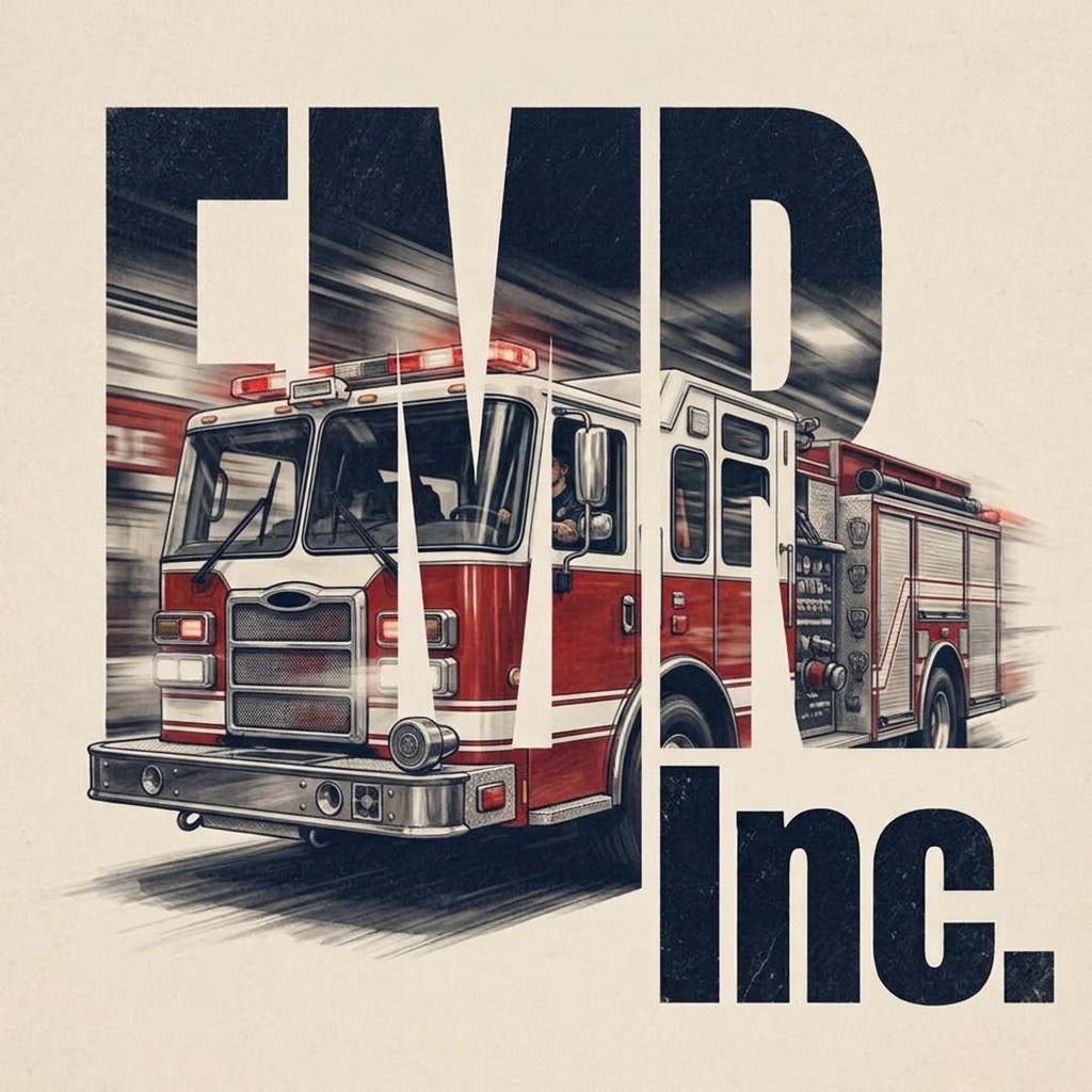 EMR Inc. mark: the letters EMR Inc. set over an engine under way.